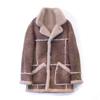 HISO Men's ブラウンムートンコート