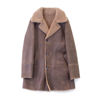 HISO Men's DKブラウンムートンコート