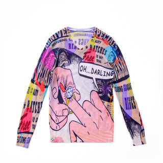 PRINTED ARTWORKS Men's プリントVネックニット