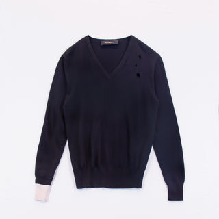 Maurizio Massimino Men's Vネック袖口配色セーター