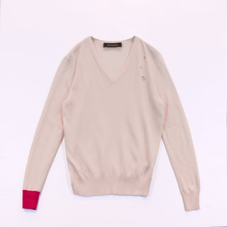 Maurizio Massimino Men's Vネック袖口配色セーター